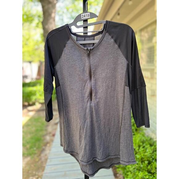 Lululemon Spincity Heathered Silver Slate Black Baseball Sleeve Size Medium - Picture 4 of 9